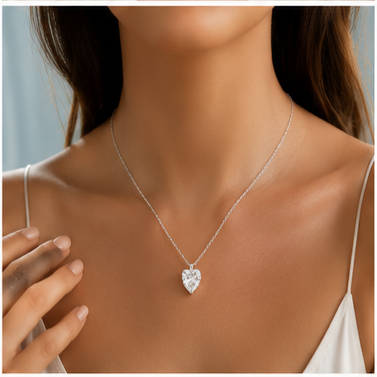 Elowen Crystal Heart Necklace – S925 Sterling Silver