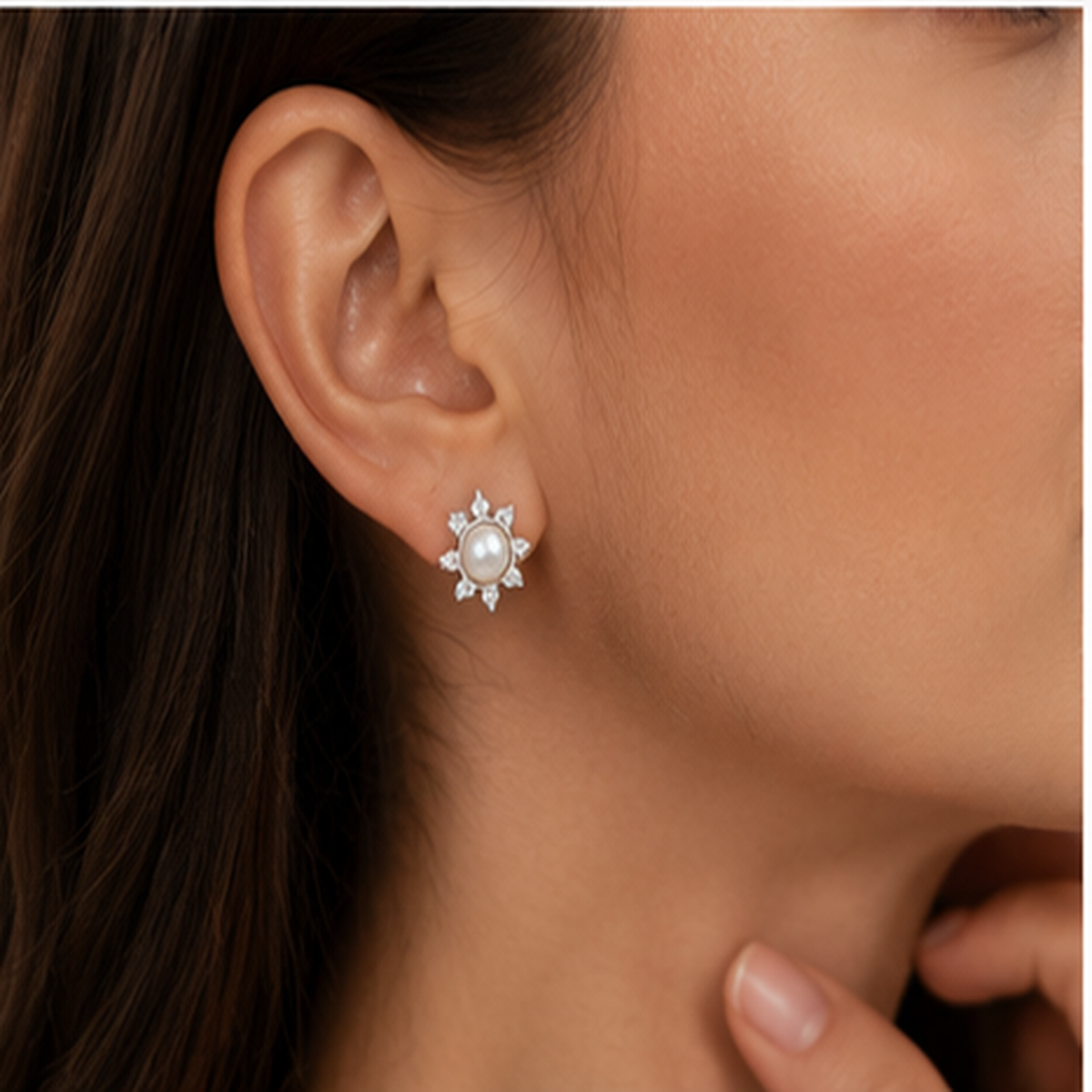 Cosette Pearl Sun Stud Earrings – S925 Sterling Silver