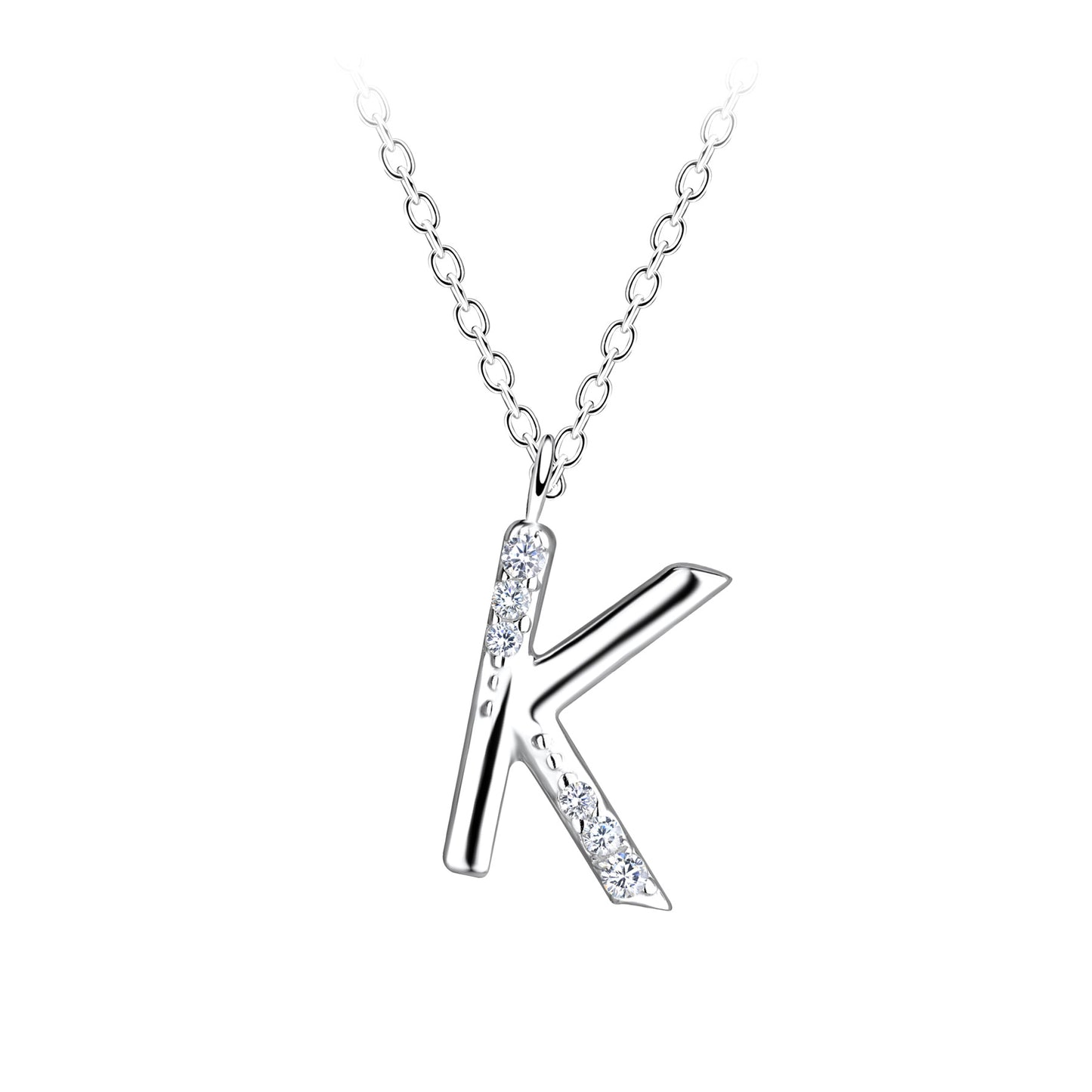 K Initial Necklace – S925 Sterling Silver
