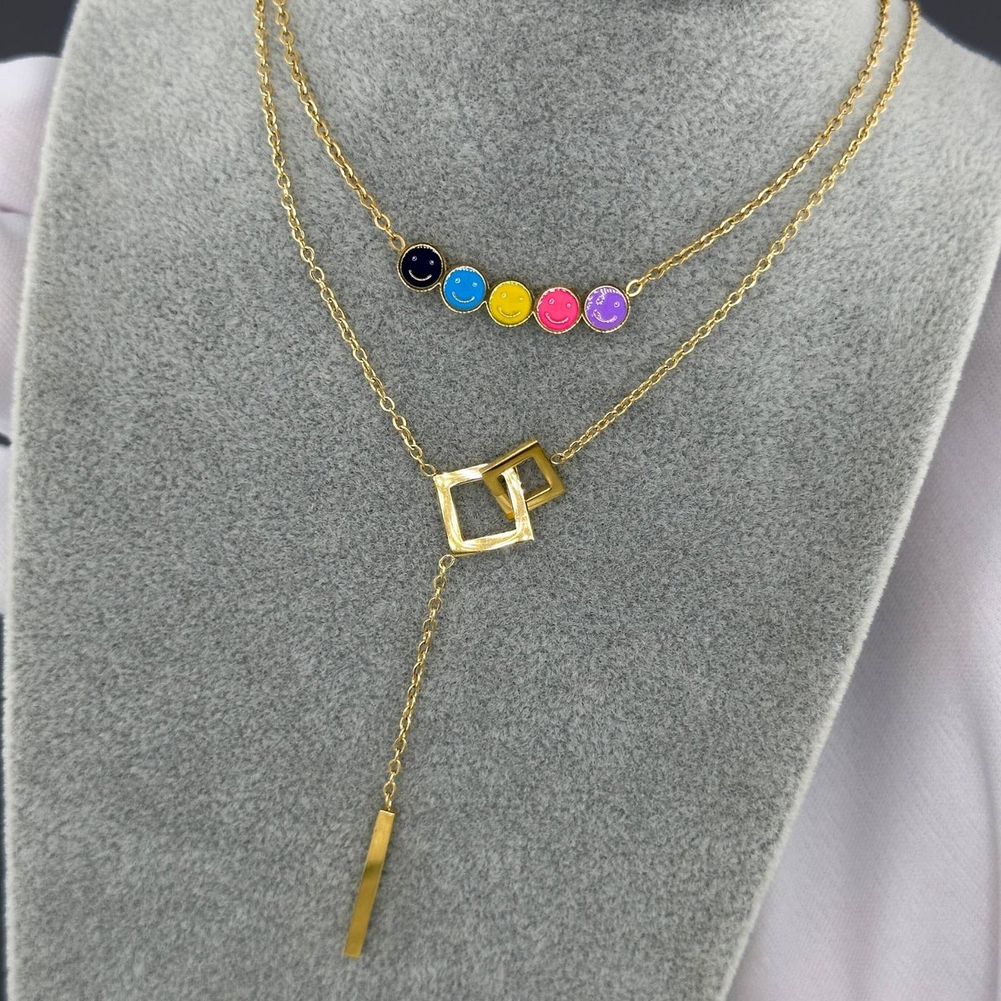 Odette Geometric Lariat Necklace – 18K Gold-Plated