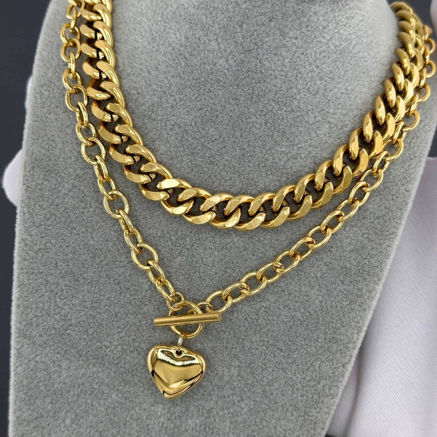 Sabine Bold Curb Chain Necklace – 18K Gold-Plated