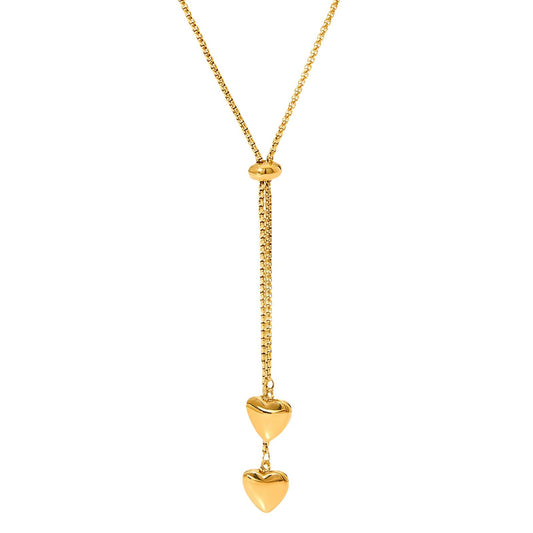 Claire Drawstring Hearts Necklace