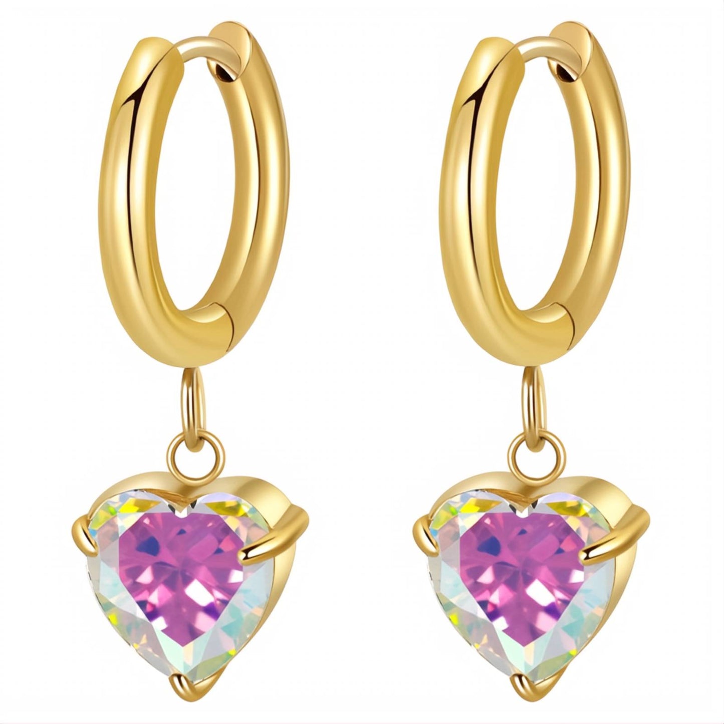 Violet Heart Huggie Earrings