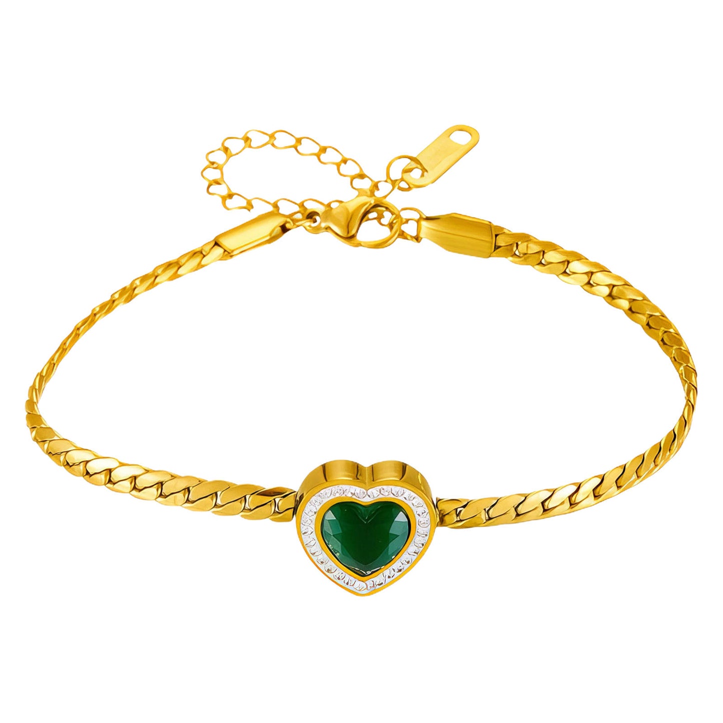 Emerald | Luxe | Heart Bracelet