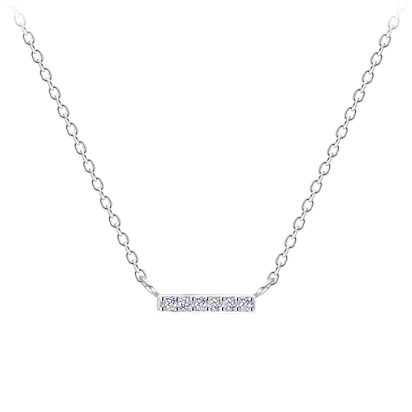 Solenne Pavé Bar Necklace – S925 Sterling Silver