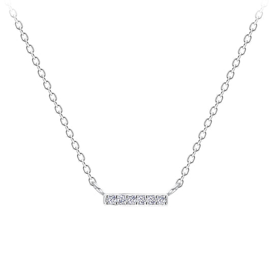 Solenne Pavé Bar Necklace – S925 Sterling Silver