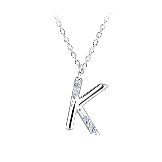 K Initial Necklace – S925 Sterling Silver