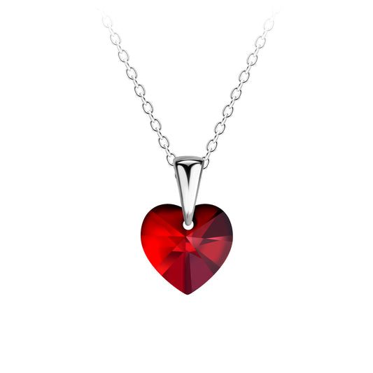 Garnet Heart Pendant Necklace – S925 Sterling Silver