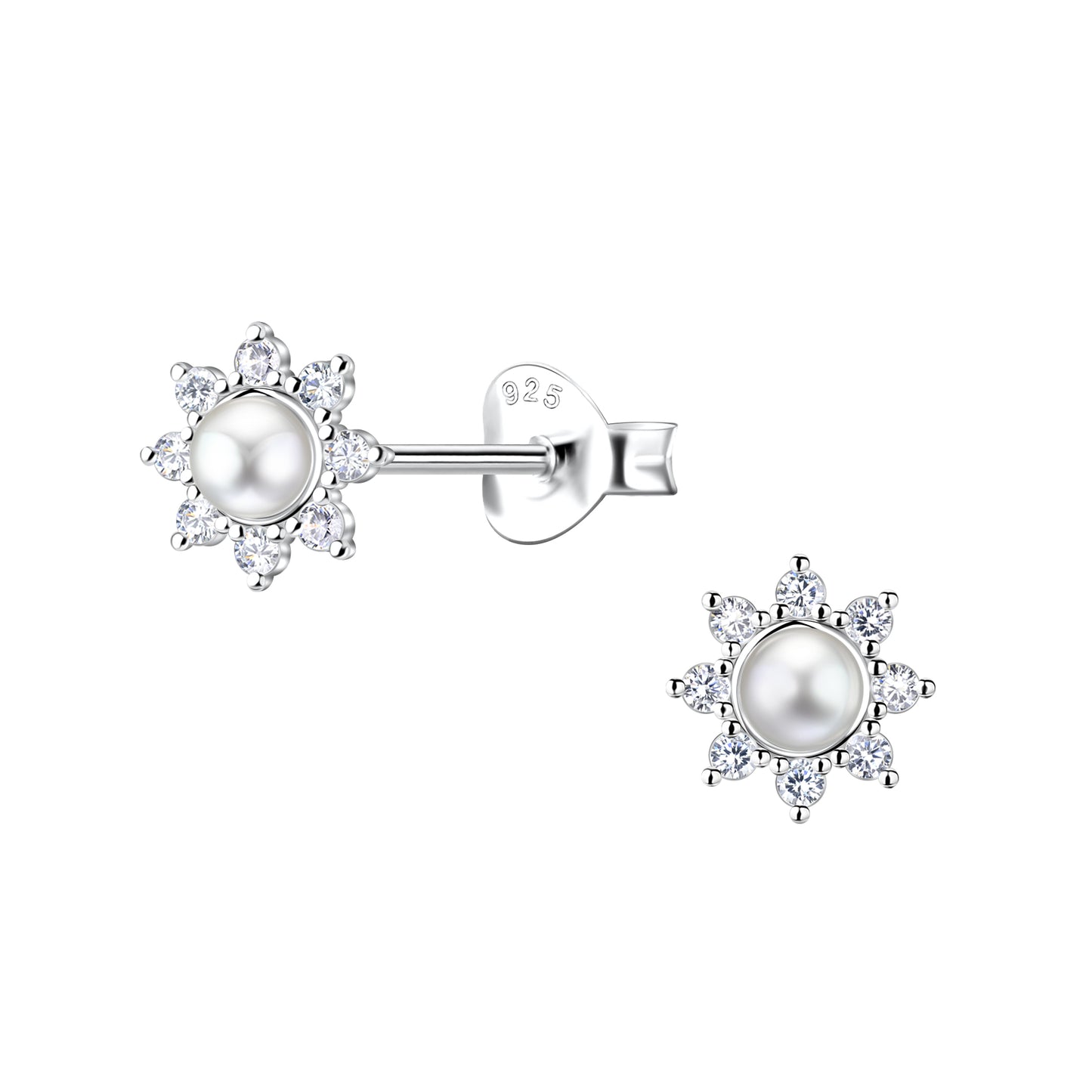 Cosette Pearl Sun Stud Earrings – S925 Sterling Silver