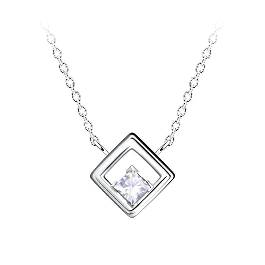 Isadora Geometric Square Necklace – S925 Sterling Silver