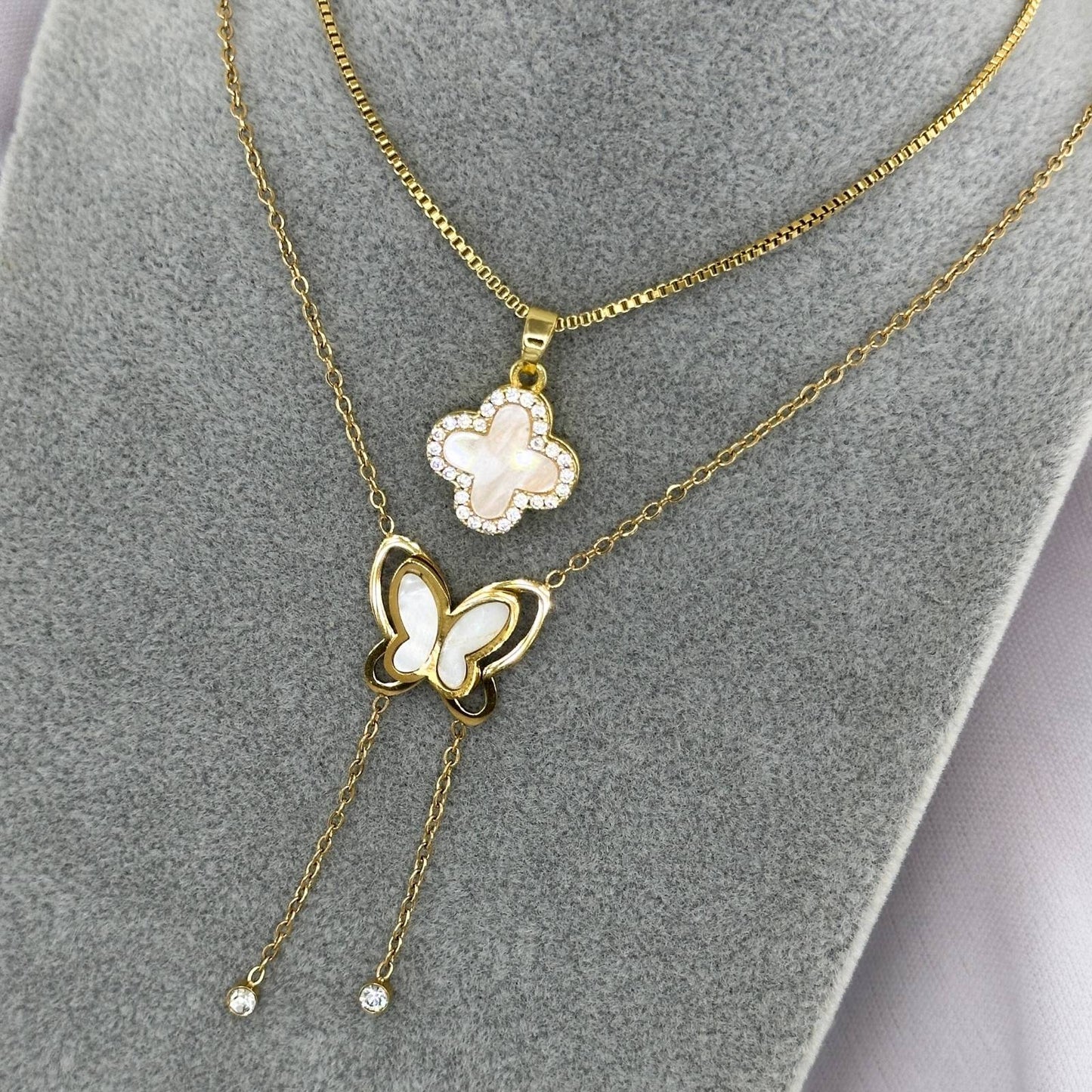 Elara Butterfly Drop Necklace