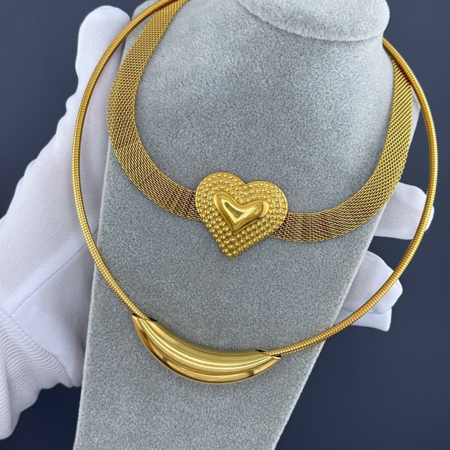 Amora Heart Mesh Necklace – 18K Gold-Plated