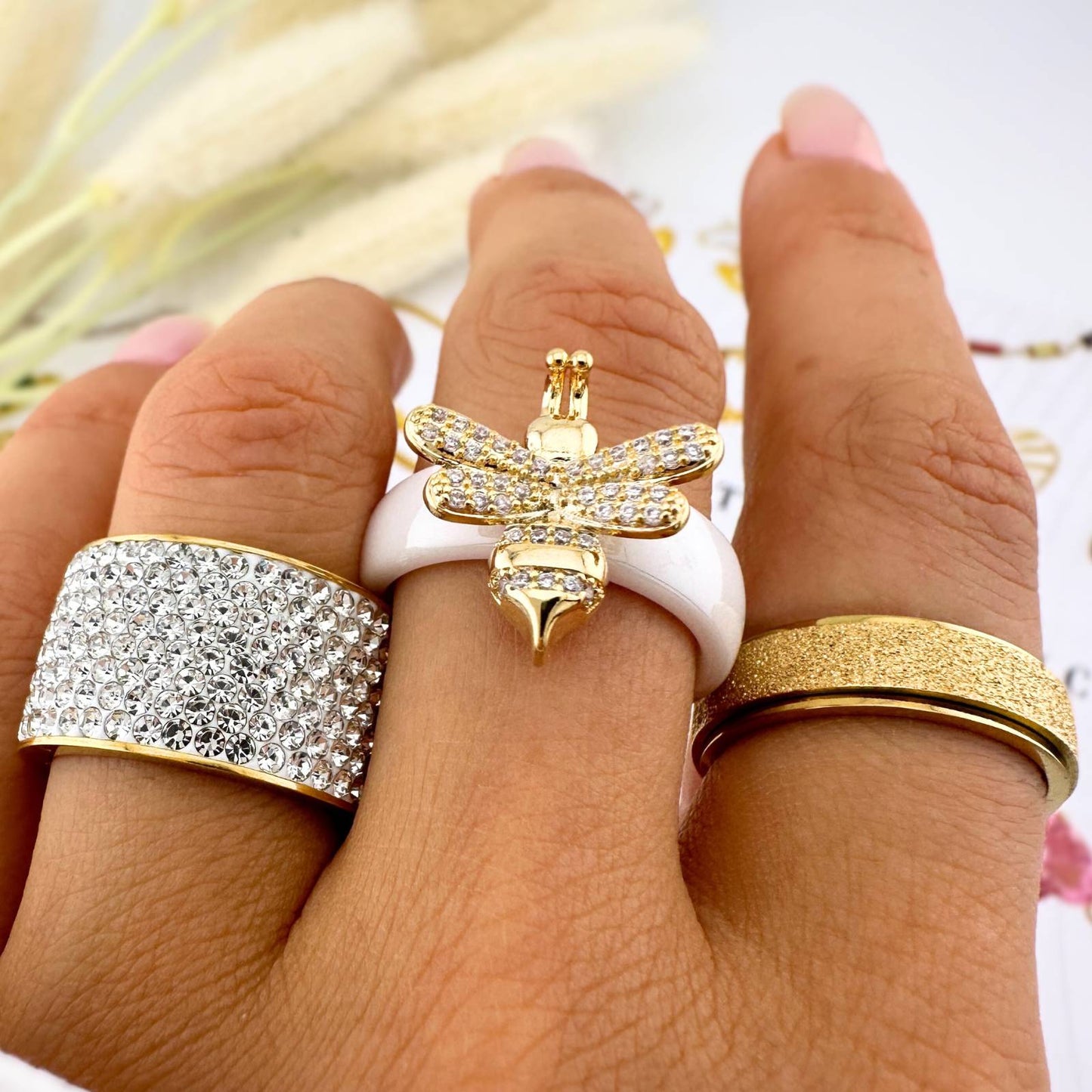 Elodie Pavé Statement Ring – 18K Gold-Plated