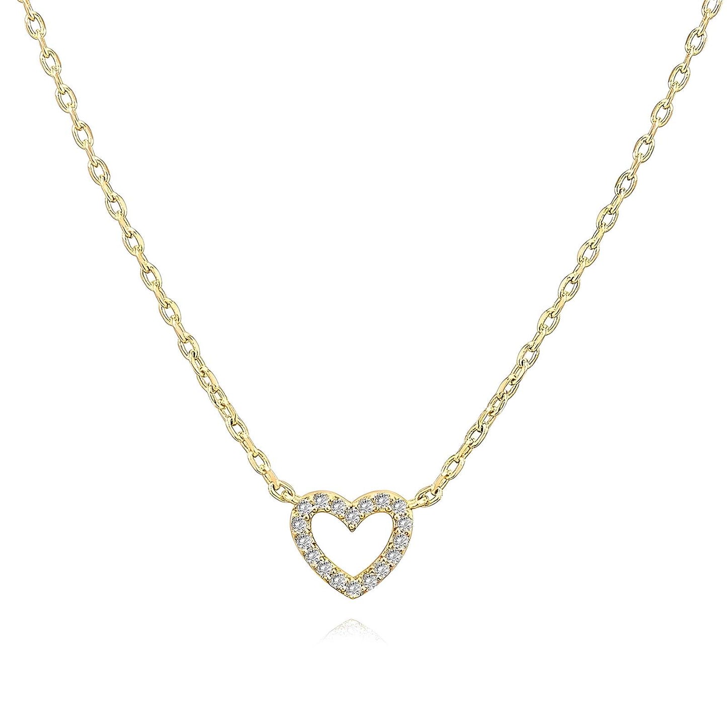 Sparkling Heart Gold Necklace