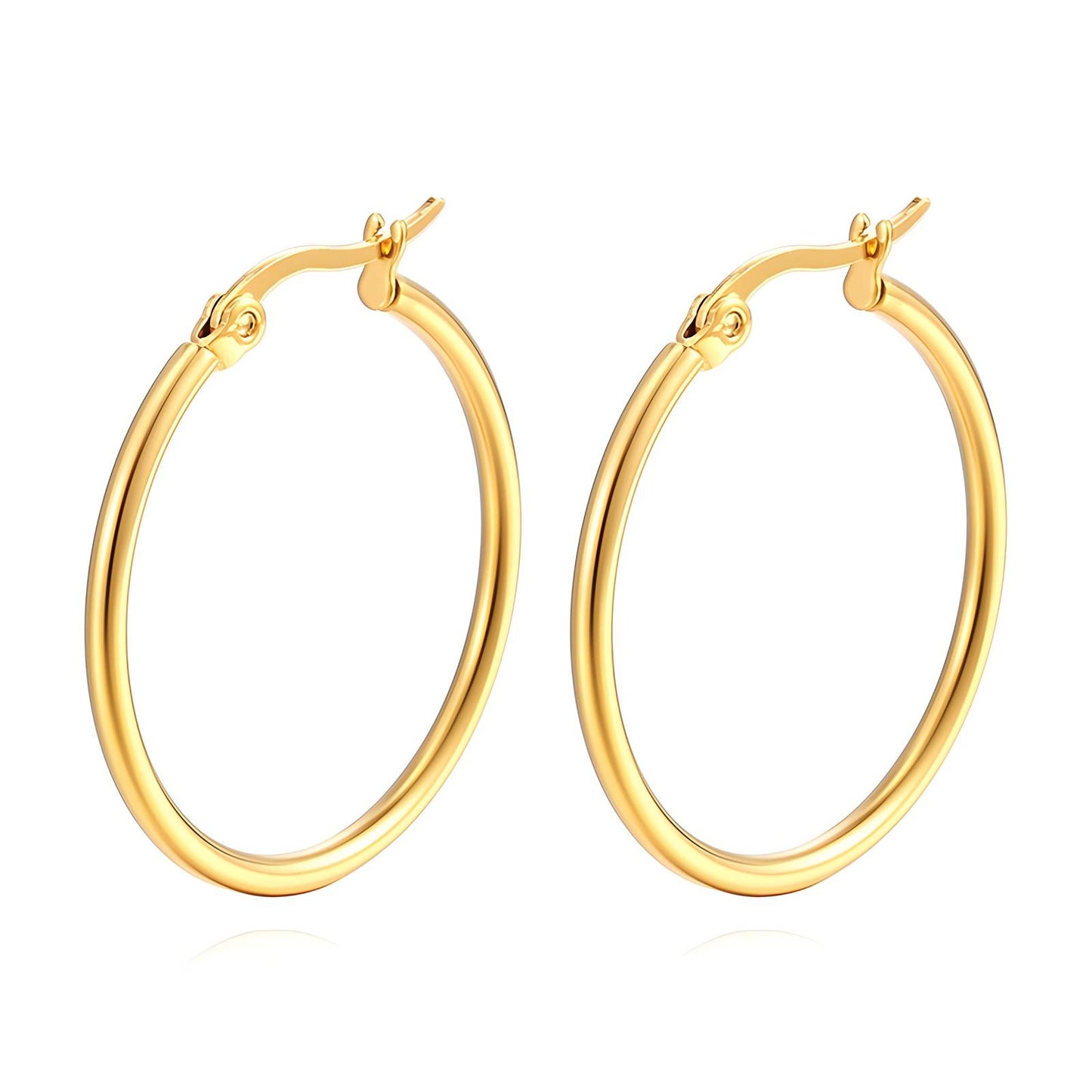Classic 18K Gold Hoop Earrings with polished shine by SparkleBelle Jewelry” 