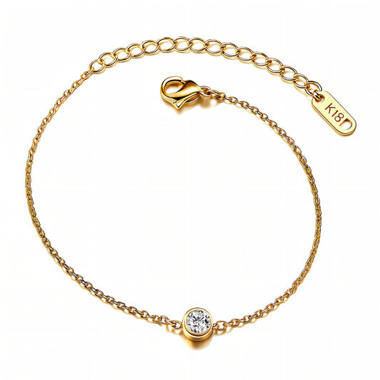 Gold Solitaire Bracelet – 18K Gold-Plated