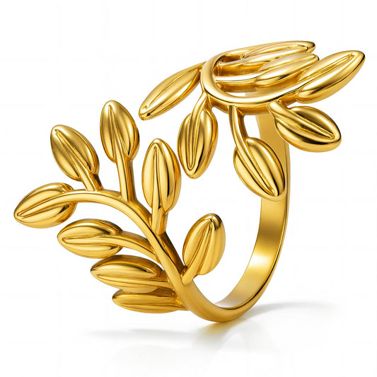 Valora Leaf Wrap Ring – 18K Gold-Plated