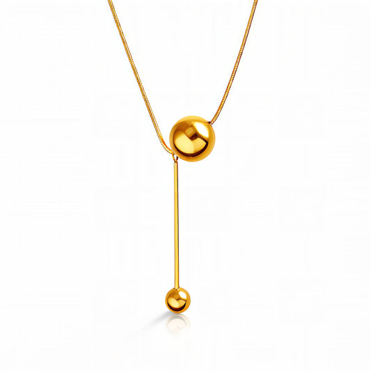 Solenne Sphere Drop Lariat Necklace – 18K Gold-Plated