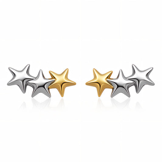 Astria Dual-Tone Star Stud Earrings