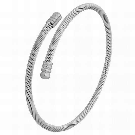 Stacy Minimalist Silver Cable Bangle Bracelet – Modern Stainless Steel Jewelry