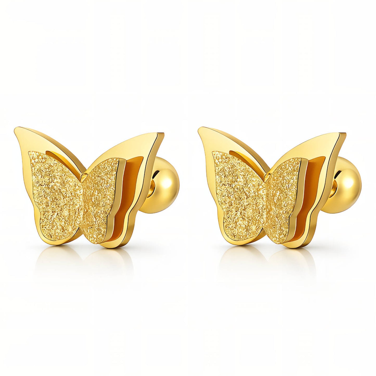 Valeria Gold Butterfly Stud Earrings – 18K Gold-Plated