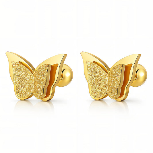 Valeria Gold Butterfly Stud Earrings – 18K Gold-Plated