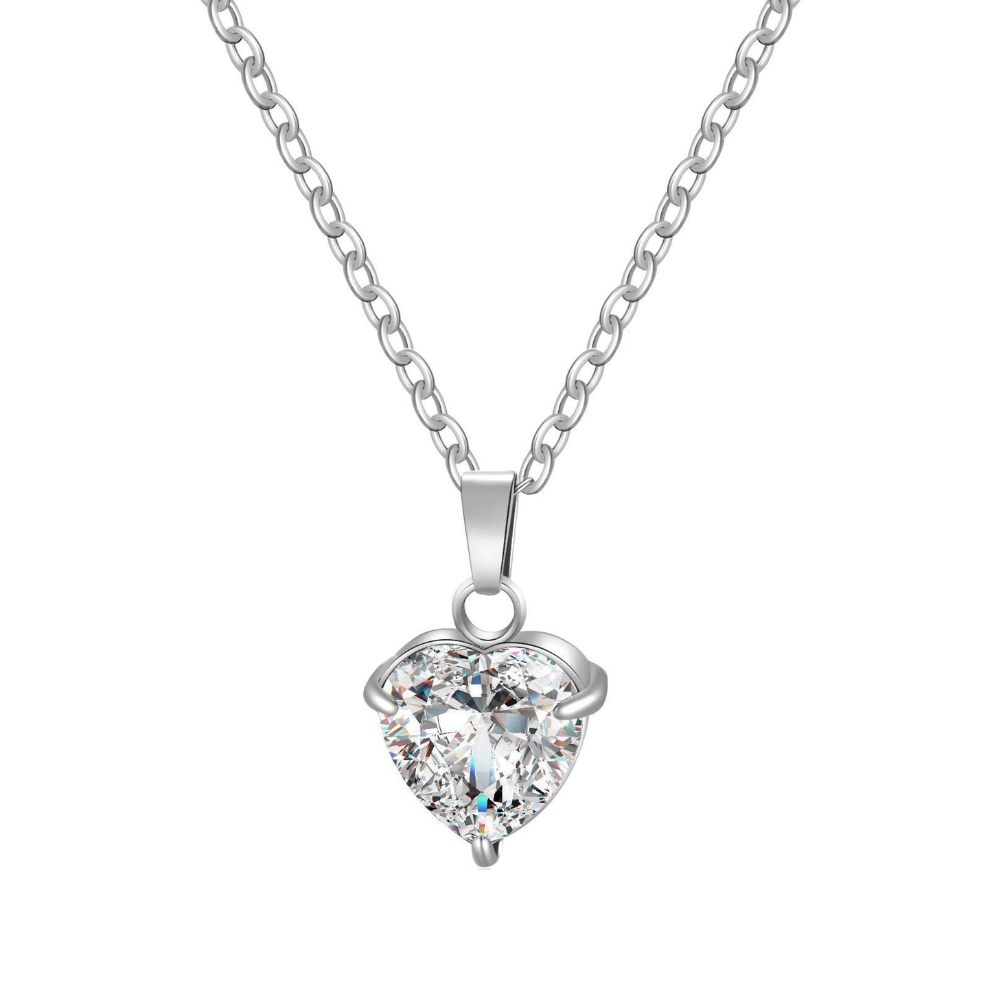 Crystal Heart Pendant Necklace.
