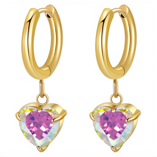 Violet Heart Huggie Earrings