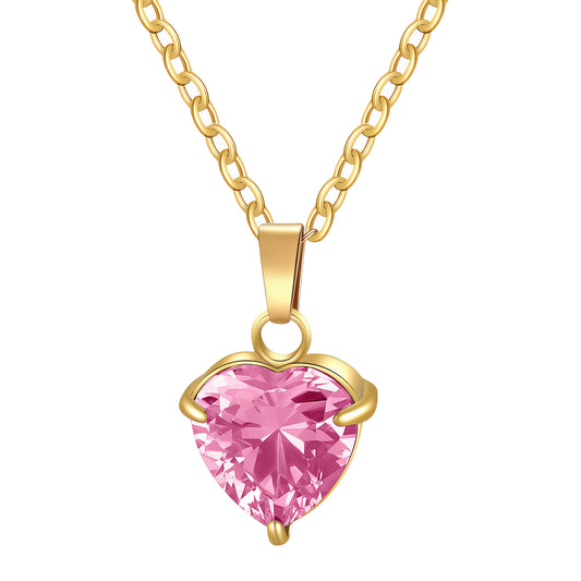 Elira Blush Heart Pendant Necklace – 18K Gold-Plated