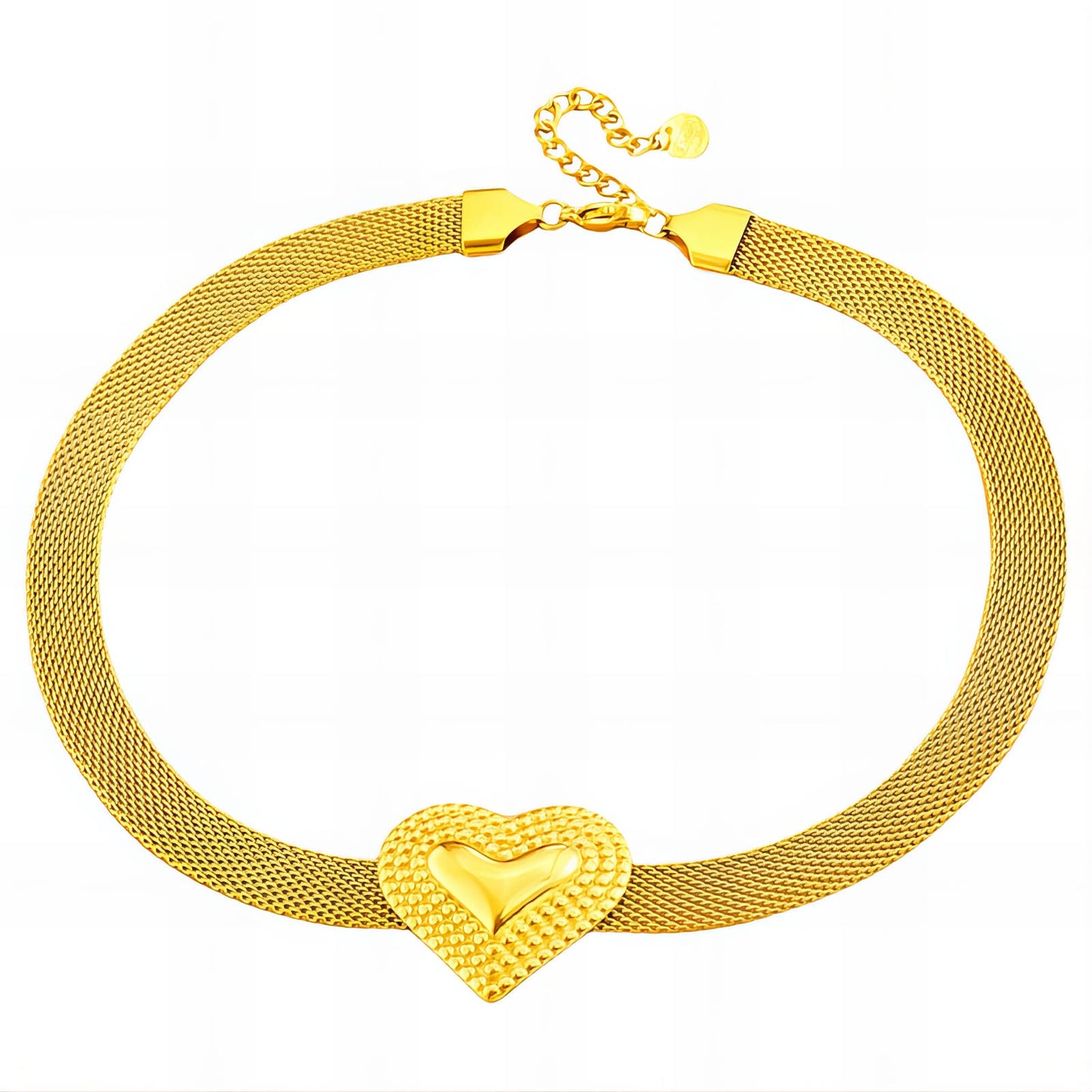 Amora Heart Mesh Necklace – 18K Gold-Plated