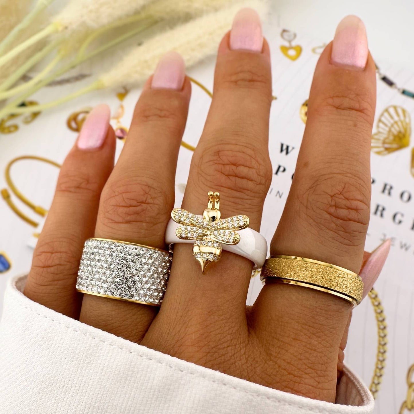 Elodie Pavé Statement Ring – 18K Gold-Plated