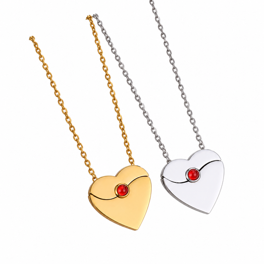 Roselle Personalised Red-Accent Heart Locket Necklace