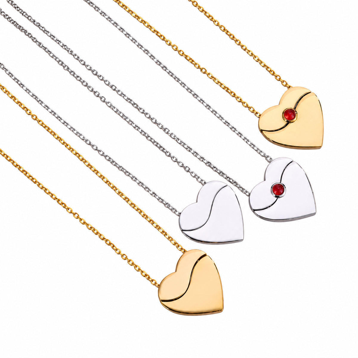 Roselle Personalised Red-Accent Heart Locket Necklace