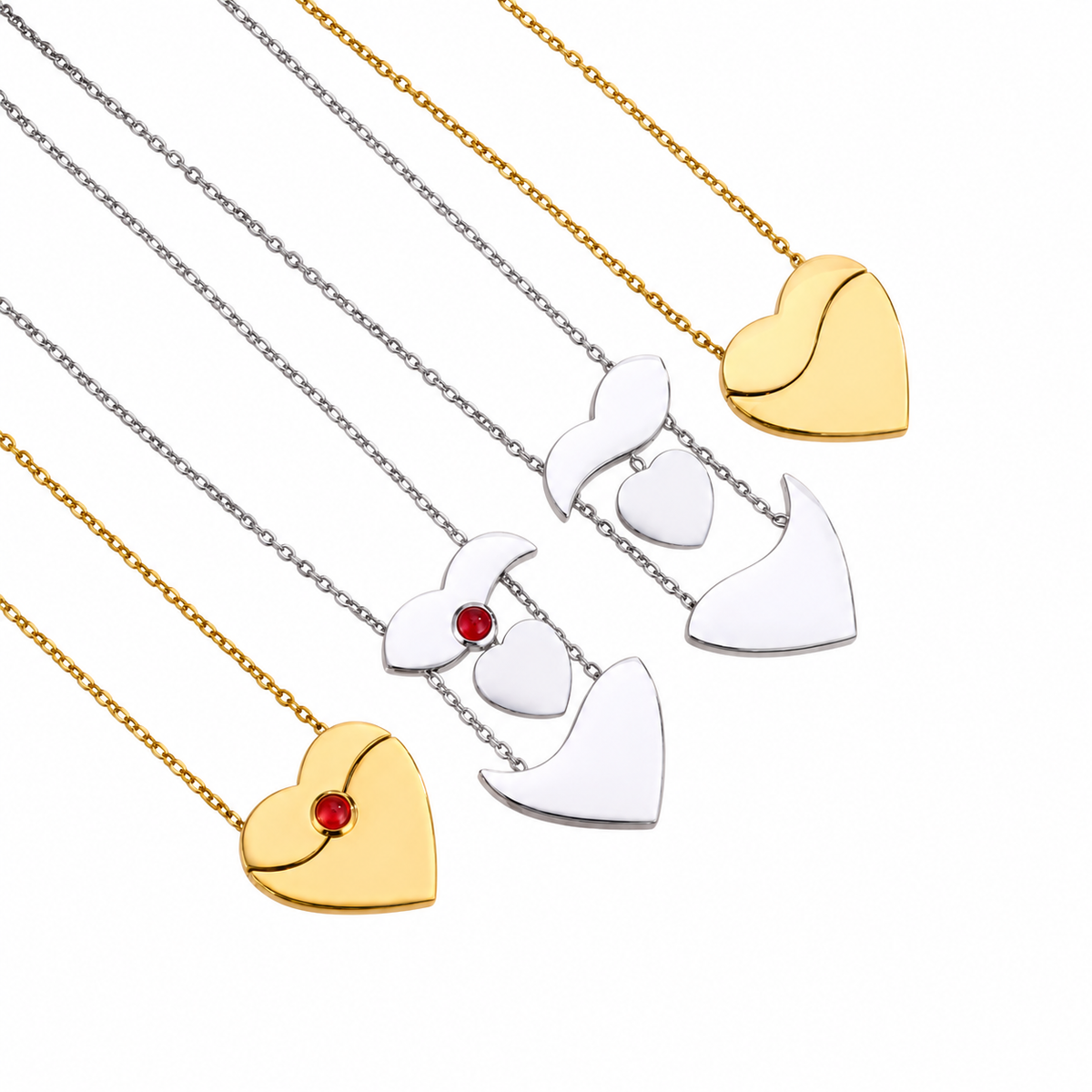 Roselle Personalised Red-Accent Heart Locket Necklace