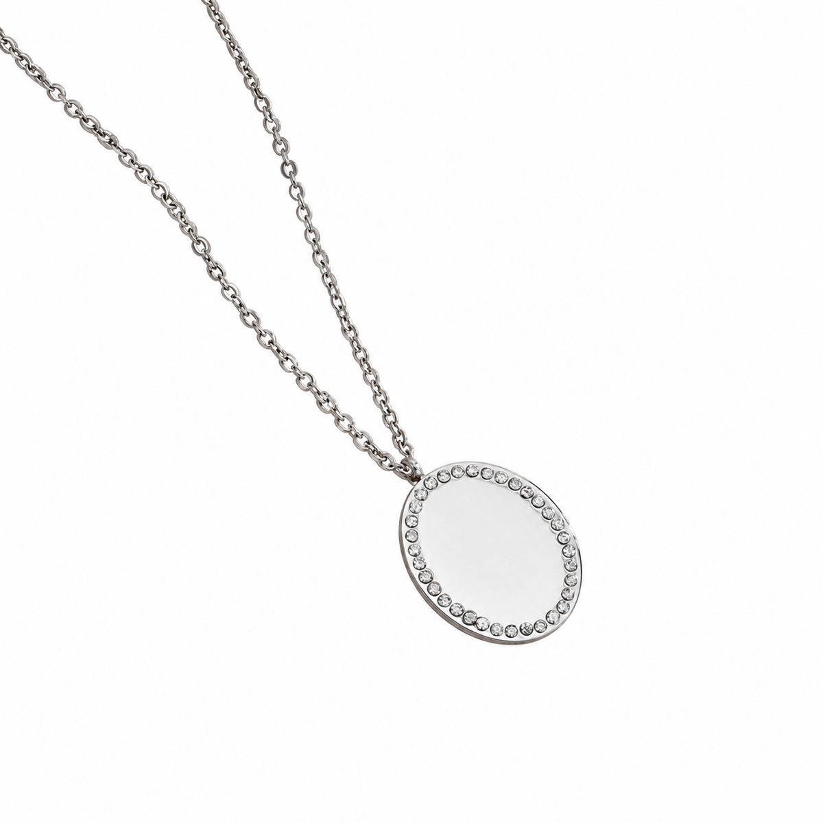 Vienne Personalised Crystal-Trim Oval Necklace
