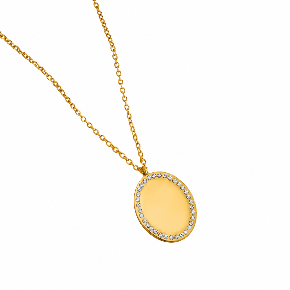 Vienne Personalised Crystal-Trim Oval Necklace